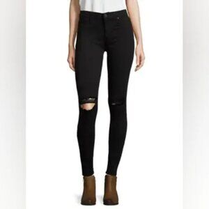 Hudson  Womens Dark Black Nico Mid Rise Super Skinny Jeans